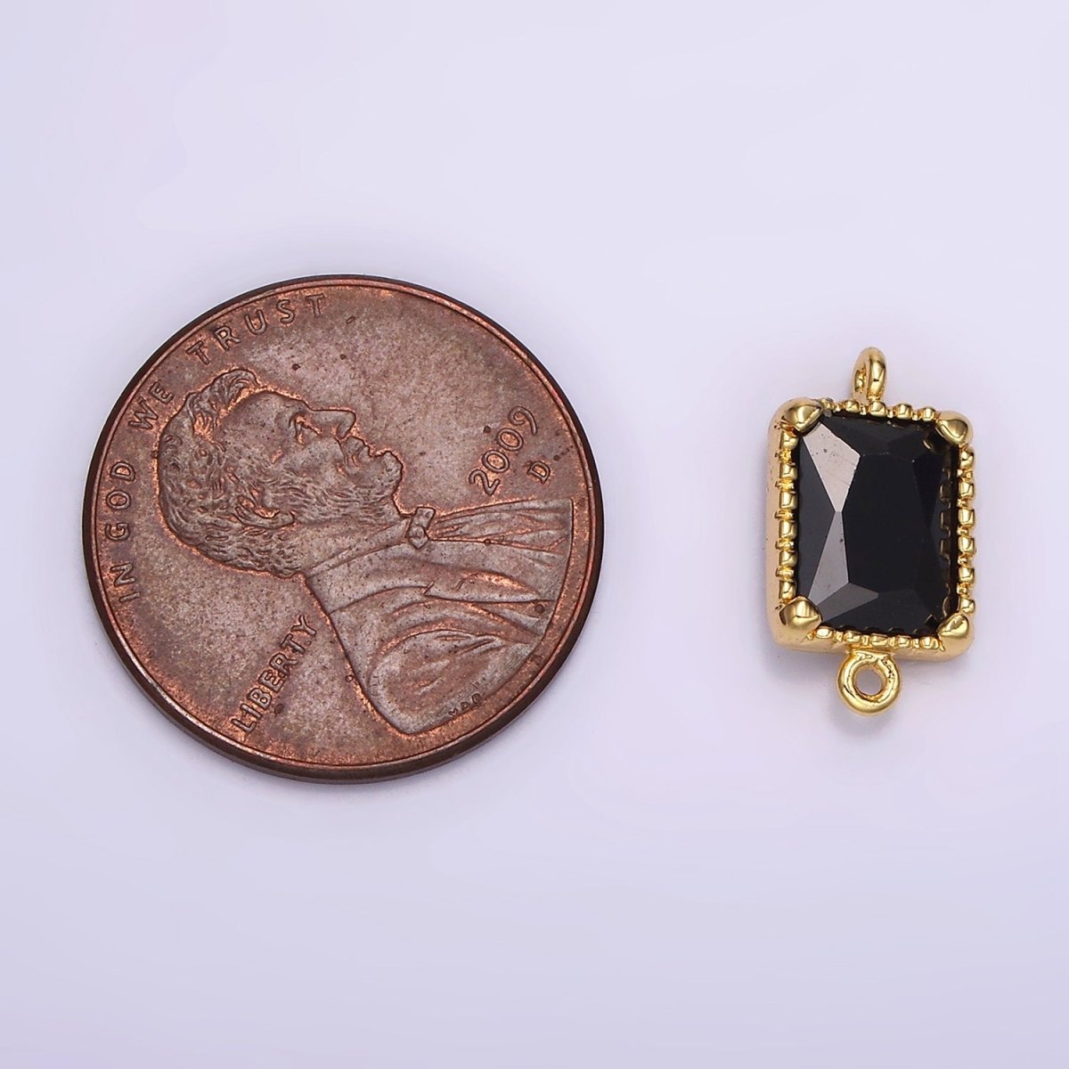 14K Gold Filled Clear, Black CZ Multifaceted Baguette Bezel Connector | G817 G818