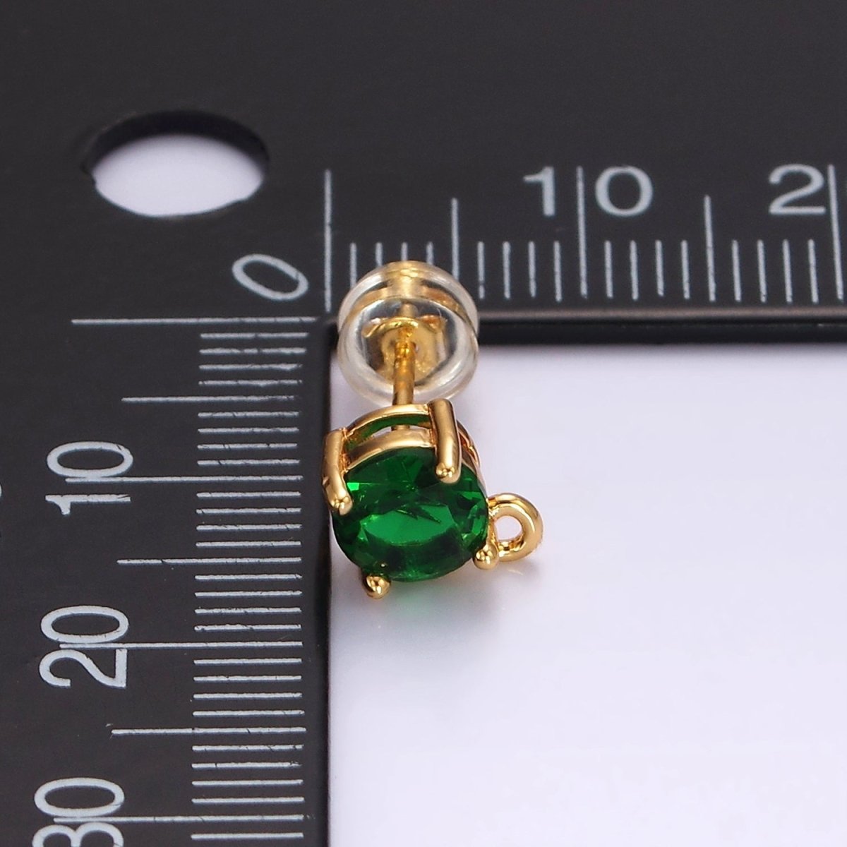 14K Gold Filled Clear, Black, Pink, Green CZ Open Loop Stud Earrings Finding Supply in Gold & Silver | Z626 - Z633