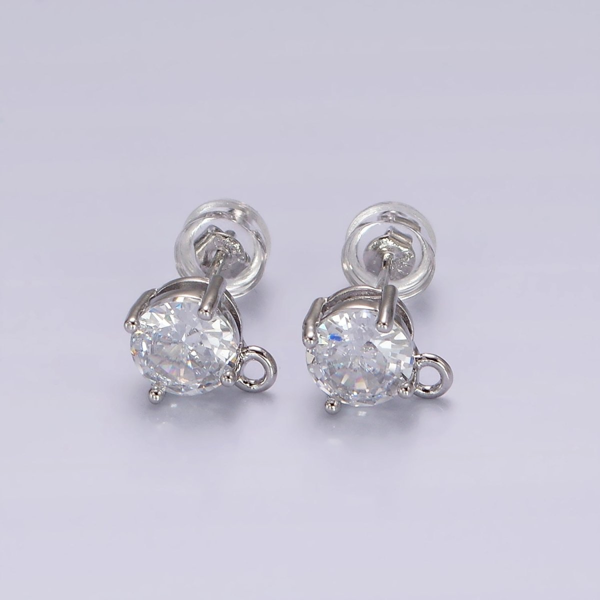 14K Gold Filled Clear, Black, Pink, Green CZ Open Loop Stud Earrings Finding Supply in Gold & Silver | Z626 - Z633