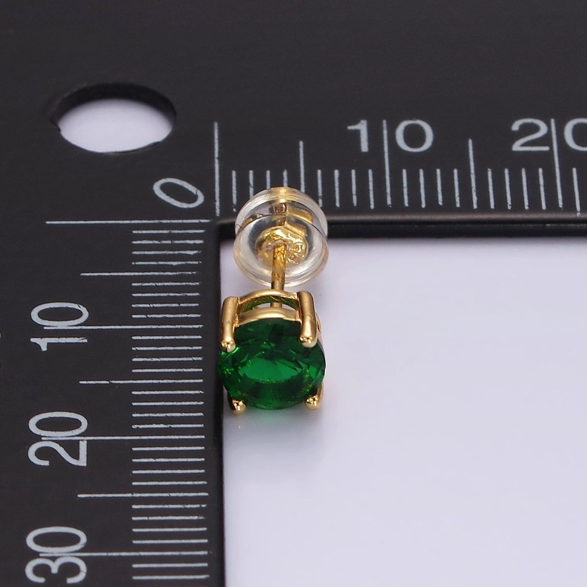 14K Gold Filled Clear, Black, Pink, Green CZ Stud Earrings in Gold & Silver | V300 - V307