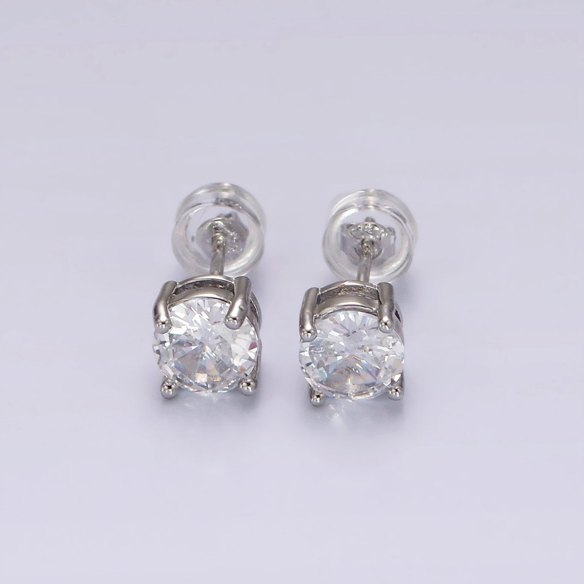 14K Gold Filled Clear, Black, Pink, Green CZ Stud Earrings in Gold & Silver | V300 - V307