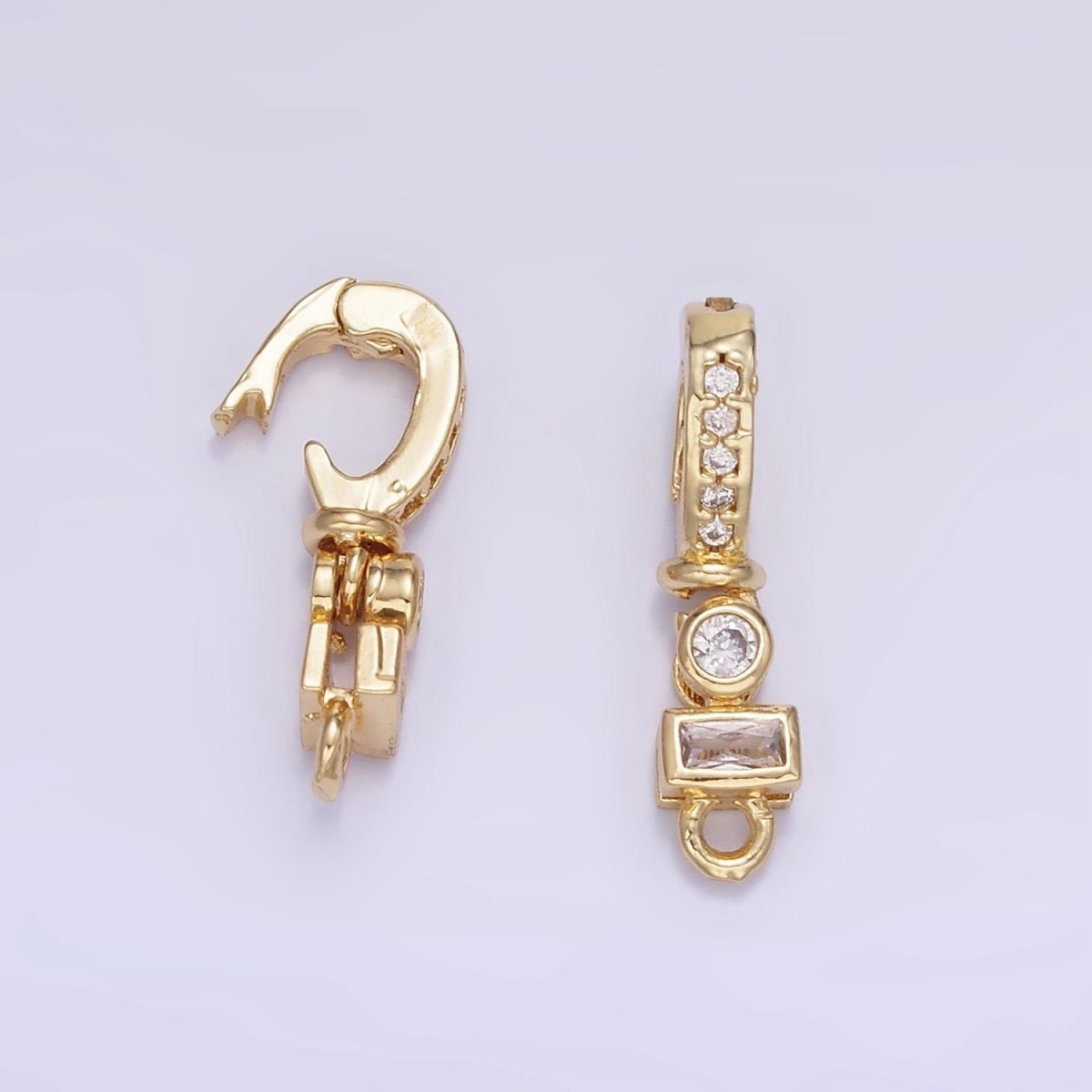 14K Gold Filled Clear CZ Baguette Round Micro Paved CZ Bail Findings | Z782 - DLUXCA