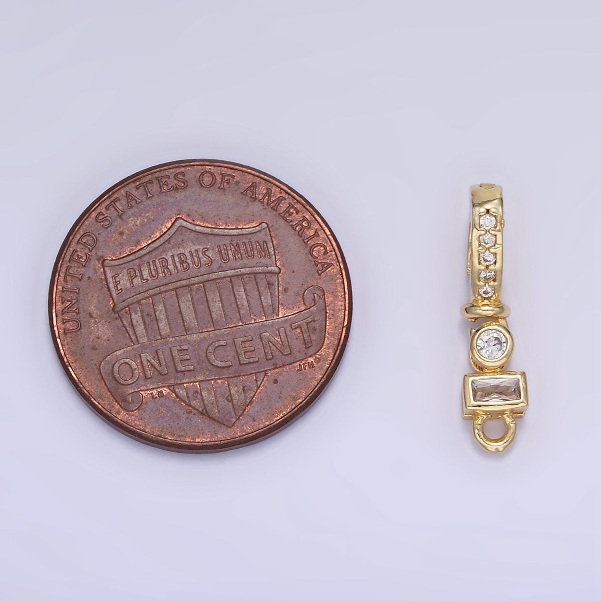 14K Gold Filled Clear CZ Baguette Round Micro Paved CZ Bail Findings | Z782 - DLUXCA