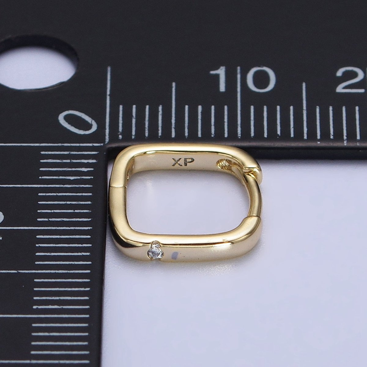 14K Gold Filled Clear CZ Boxy Square Hoop Earrings | AB241