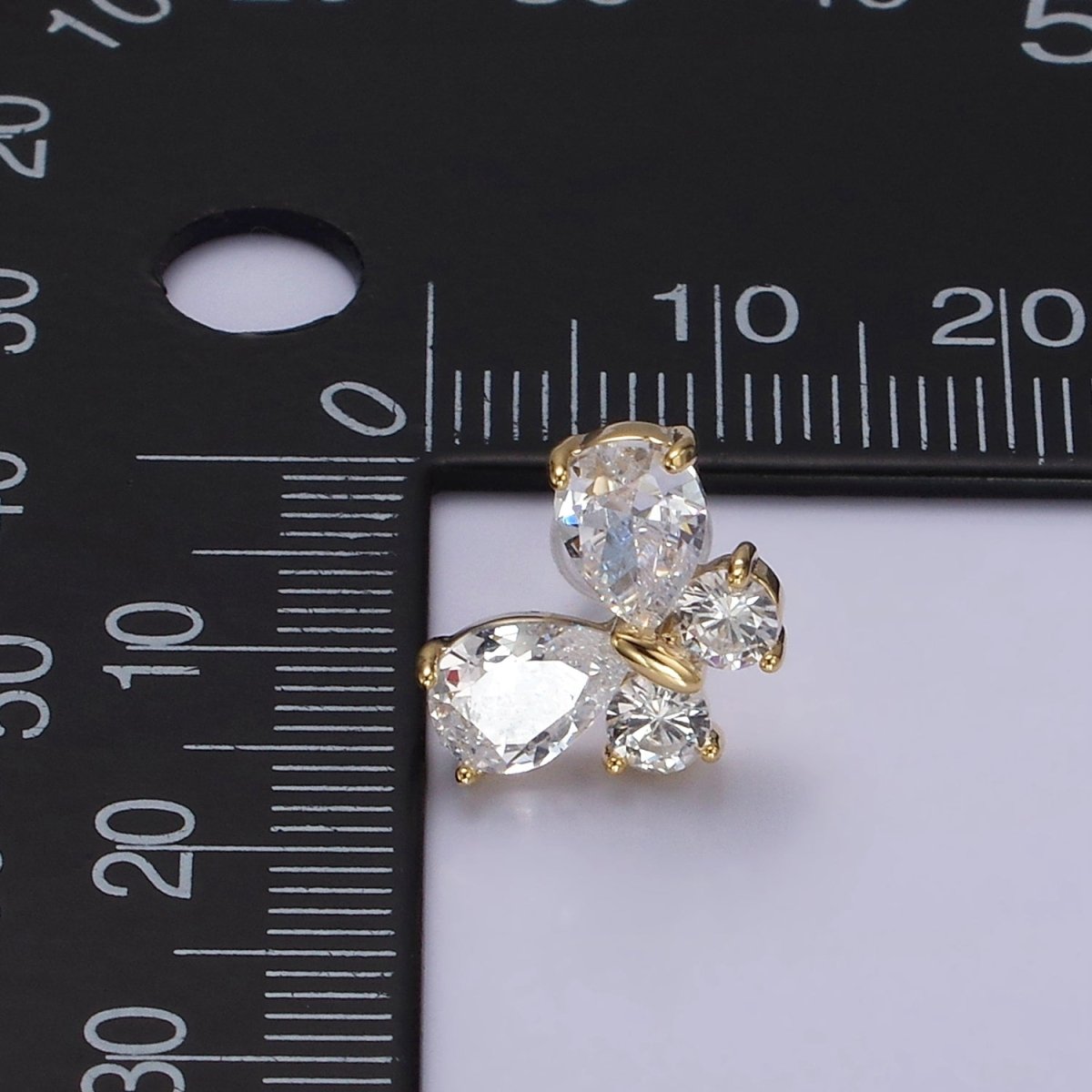 14K Gold Filled Clear CZ Butterfly Mariposa Stud Earrings in Gold & Silver | V278