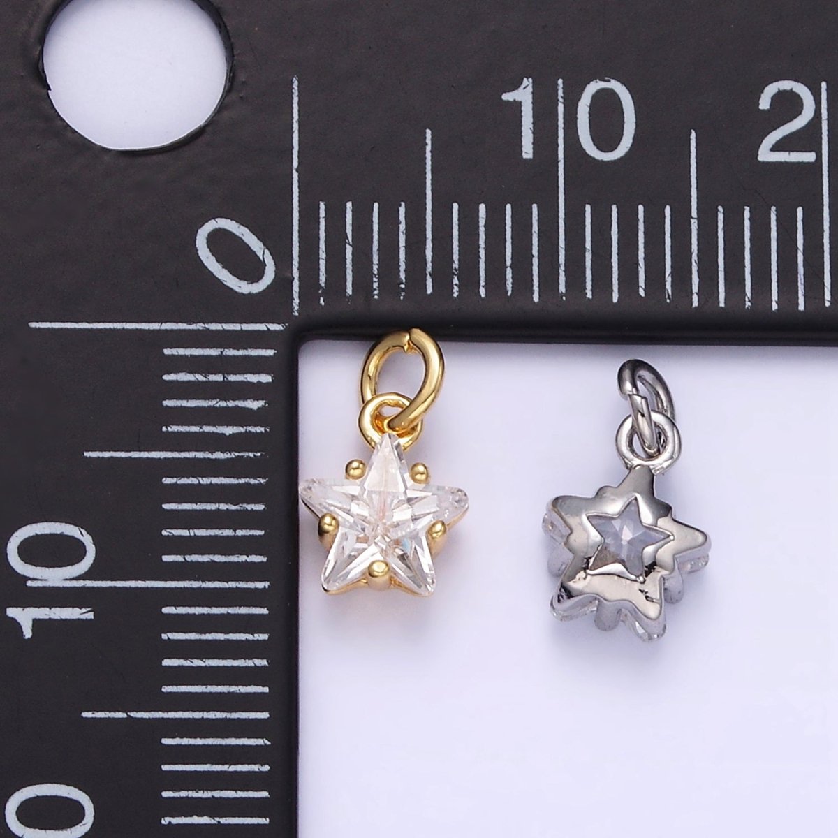 14K Gold Filled Clear CZ Celestial Star Mini Charm in Gold & Silver | AG848