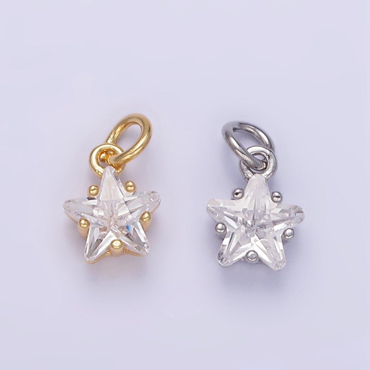 14K Gold Filled Clear CZ Celestial Star Mini Charm in Gold & Silver | AG848