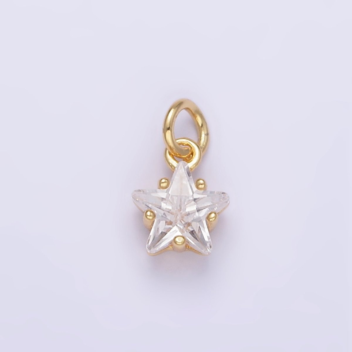 14K Gold Filled Clear CZ Celestial Star Mini Charm in Gold & Silver | AG848