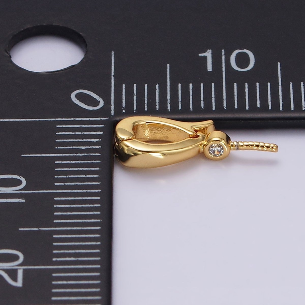 14K Gold Filled Clear CZ Drill Snap Interchangeable Charm Holder Jewelry Supply in Gold & Silver | Z-481 Z-482