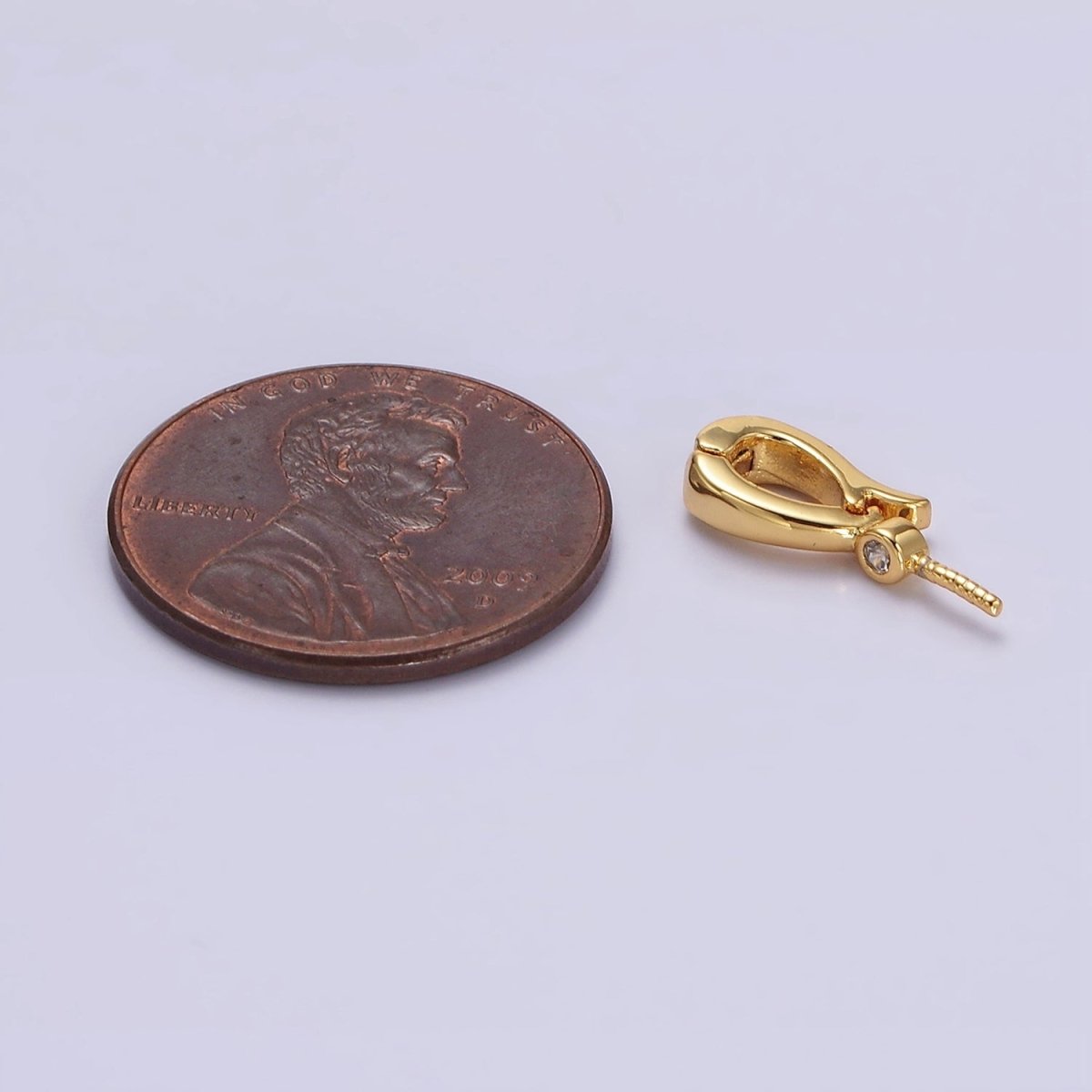 14K Gold Filled Clear CZ Drill Snap Interchangeable Charm Holder Jewelry Supply in Gold & Silver | Z-481 Z-482