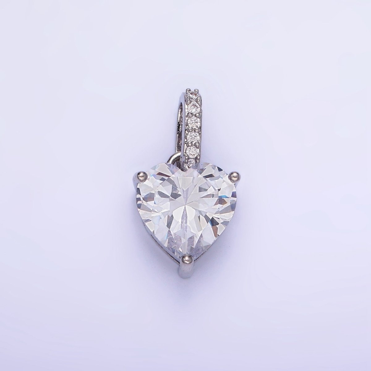14K Gold Filled Clear CZ Heart Micro Paved Bail Pendant in Gold & Silver | AA1161