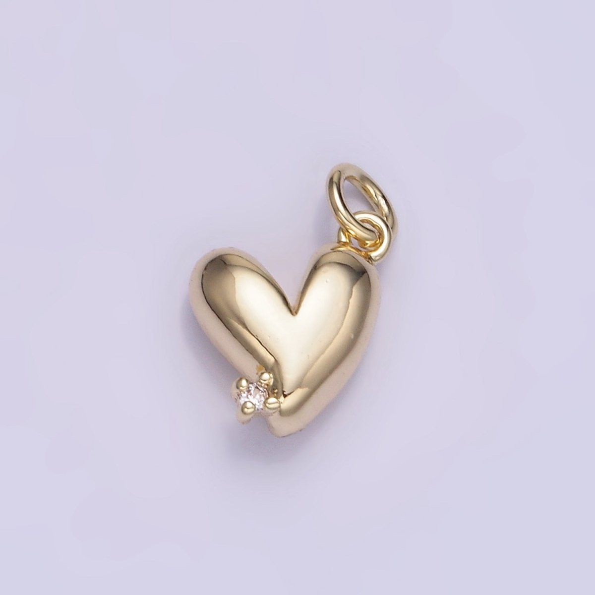 14K Gold Filled Clear CZ Heart Mini Charm | W528 - DLUXCA