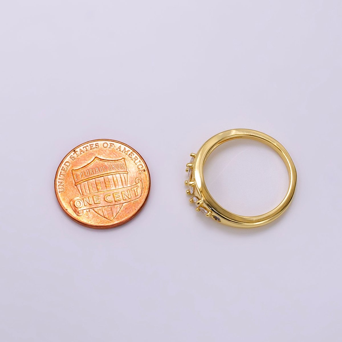 14K Gold Filled Clear CZ Marquise Lined Ring | O1354