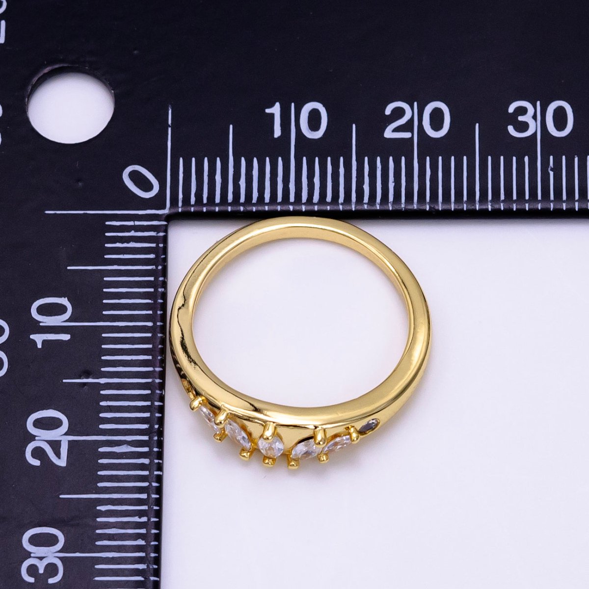 14K Gold Filled Clear CZ Marquise Lined Ring | O1354