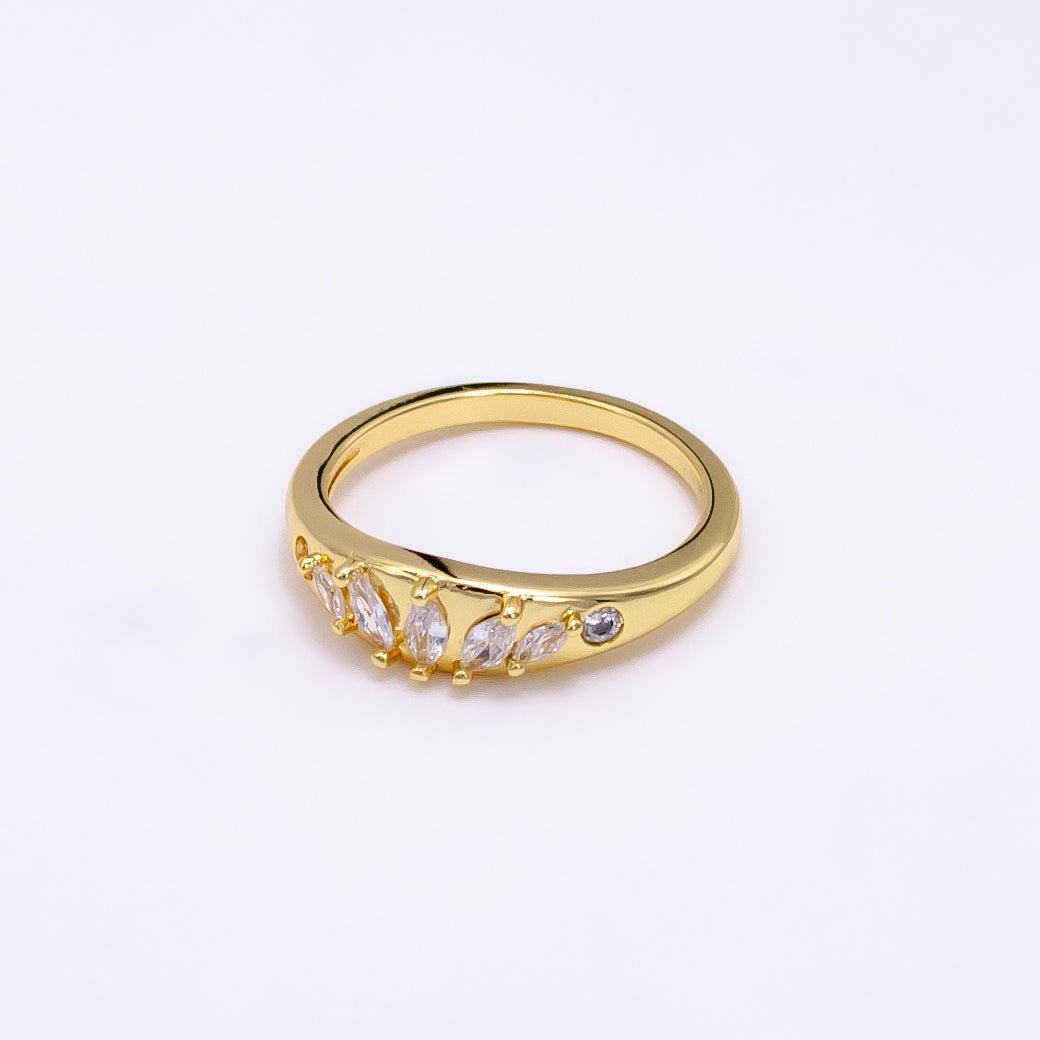 14K Gold Filled Clear CZ Marquise Lined Ring | O1354