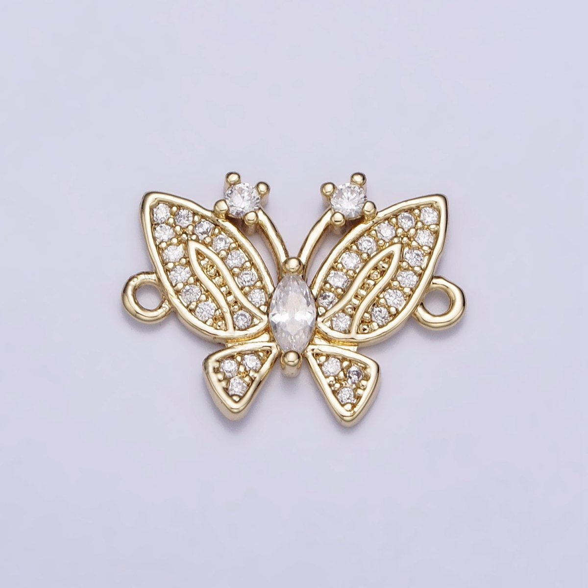 14K Gold Filled Clear CZ Marquise Micro Paved Butterfly Mariposa Antenna Connector | AA1023 - DLUXCA