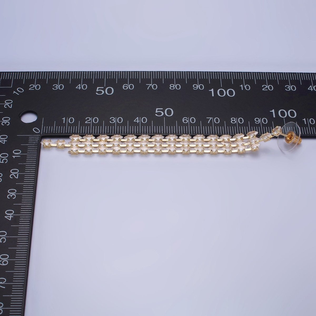 14K Gold Filled Clear CZ Marquise Triple Lined Drop Stud Earrings in Gold & Silver | AE505 AE506