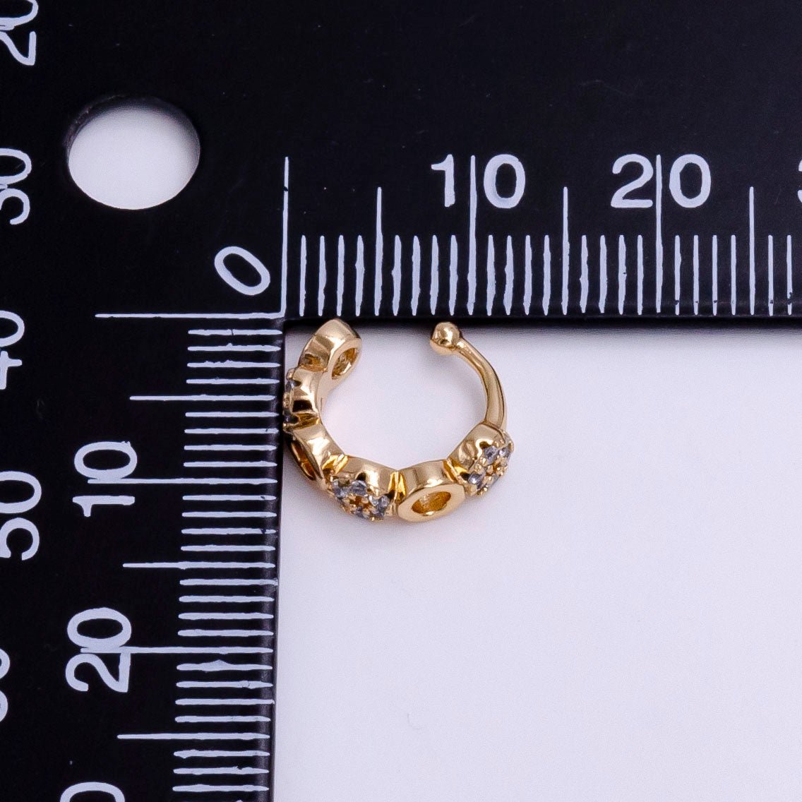 14K Gold Filled Clear CZ Micro Paved Open Rounded Ear Cuff Earrings | AI095 - DLUXCA