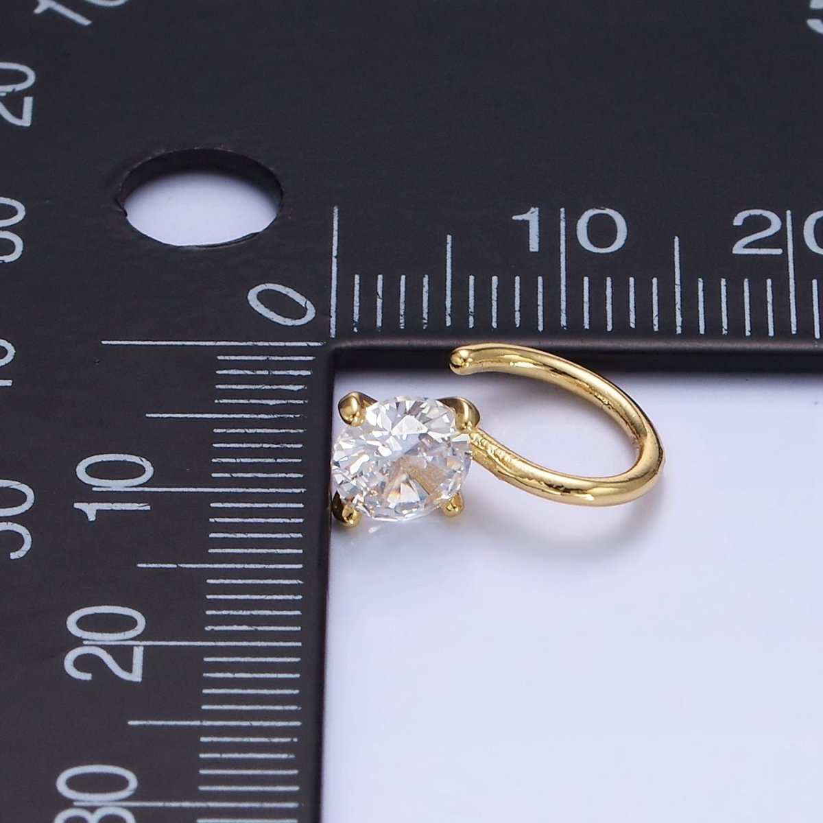 14K Gold Filled Clear CZ Minimalist Ear Cuff Earrings | AI162 - DLUXCA