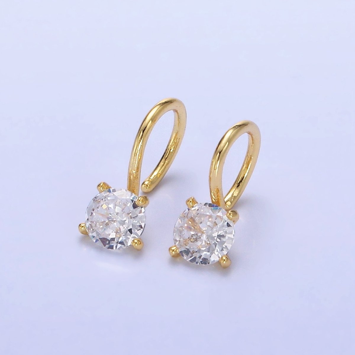 14K Gold Filled Clear CZ Minimalist Ear Cuff Earrings | AI162 - DLUXCA