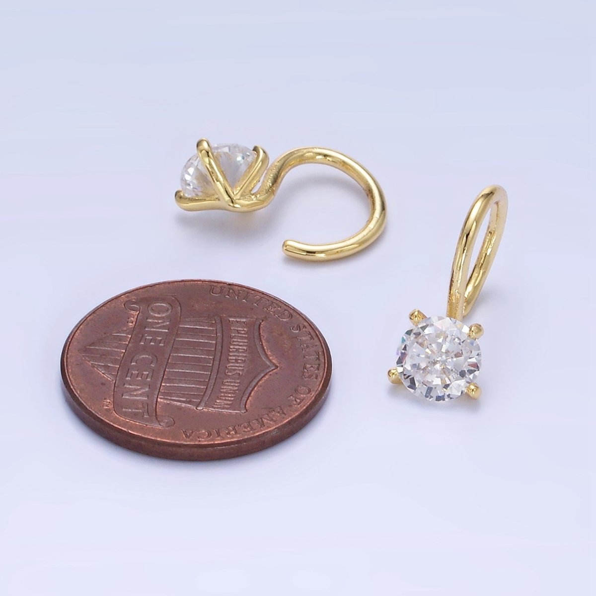 14K Gold Filled Clear CZ Minimalist Ear Cuff Earrings | AI162 - DLUXCA