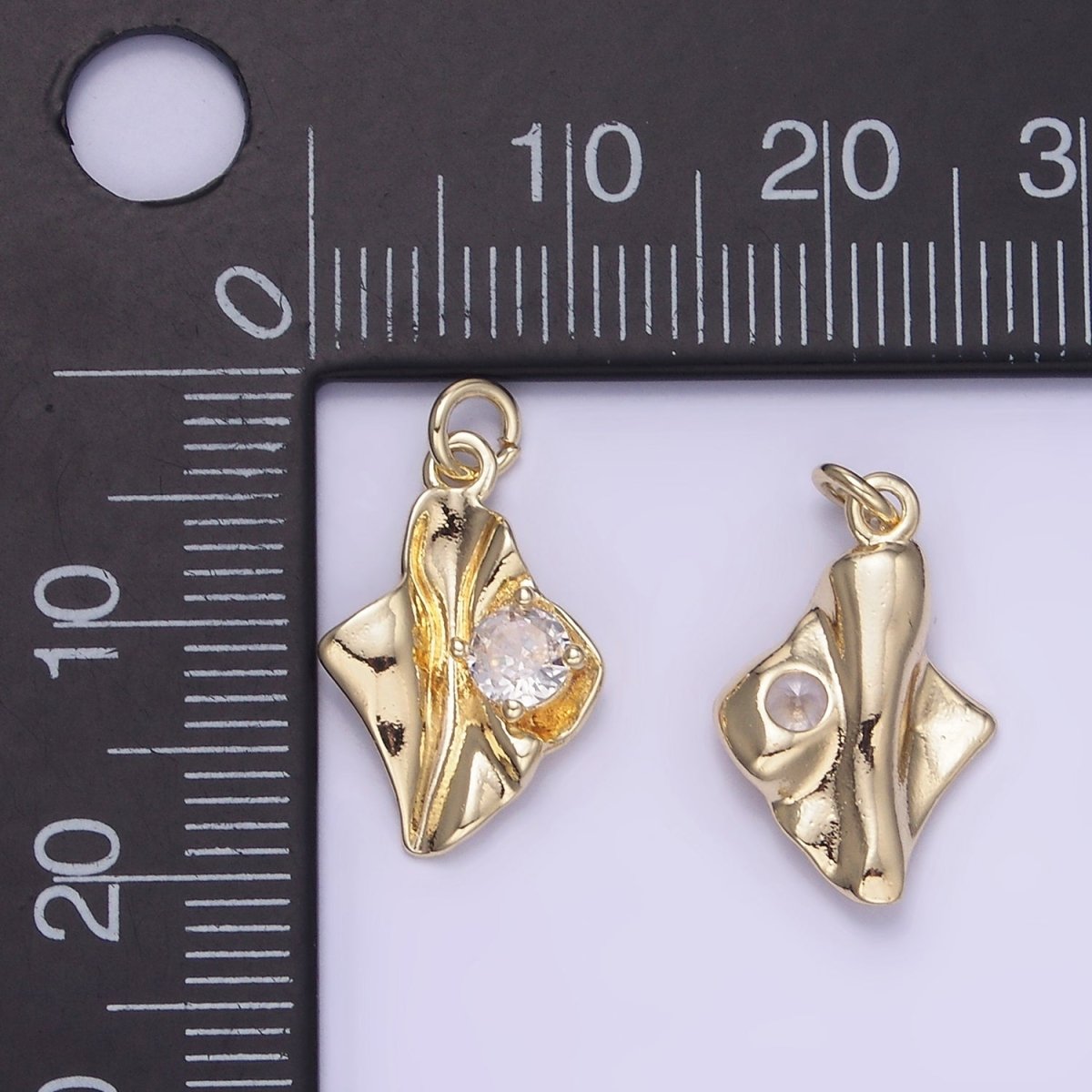 14K Gold Filled Clear CZ Molten Foil Mini Charm | W589 - DLUXCA
