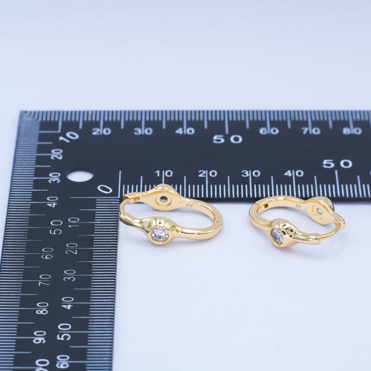 14K Gold Filled Clear CZ Molten Oblong U - Shaped Hoop Earrings | AB989 - DLUXCA