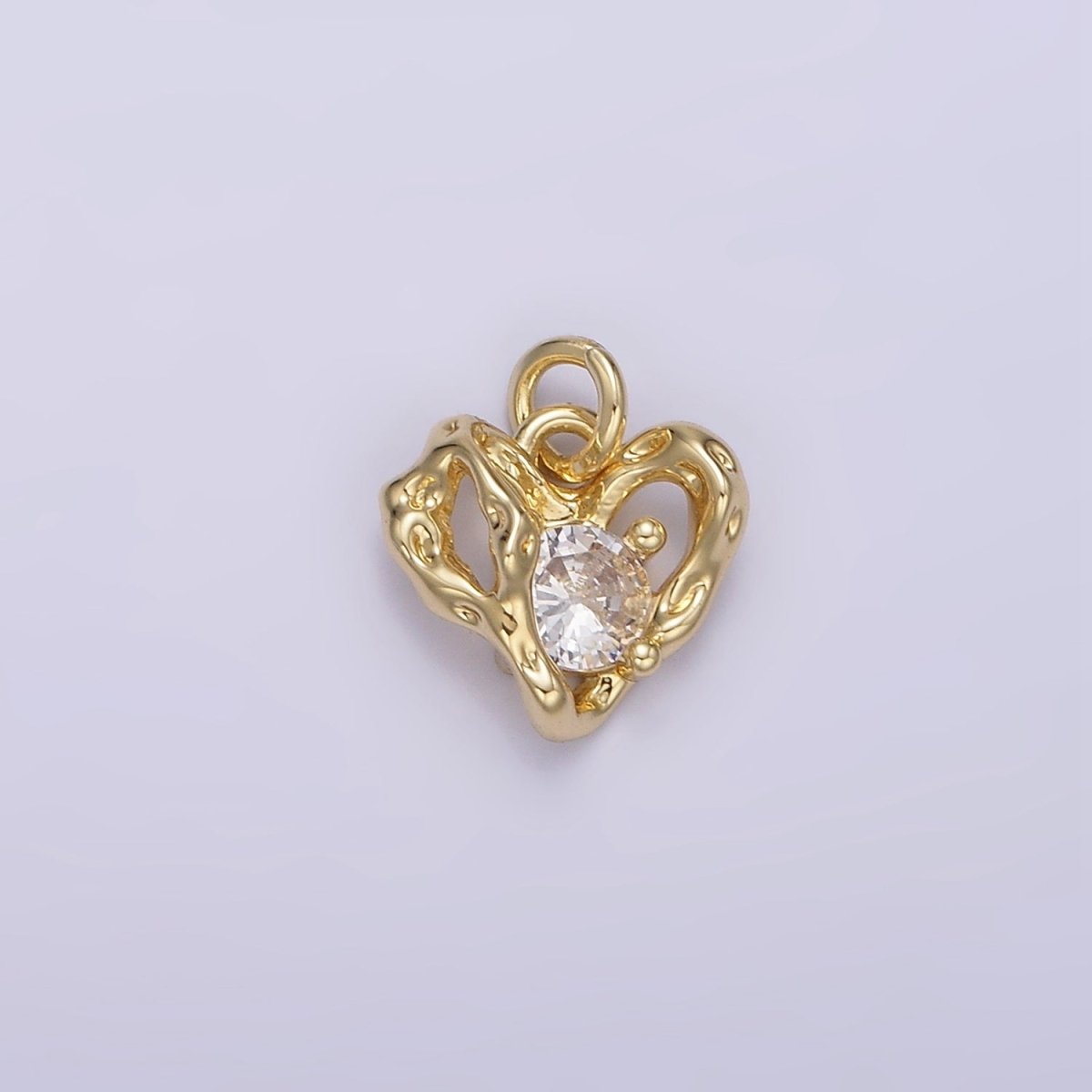 14K Gold Filled Clear CZ Molten Open Heart Add-On Charm | AC901 - DLUXCA