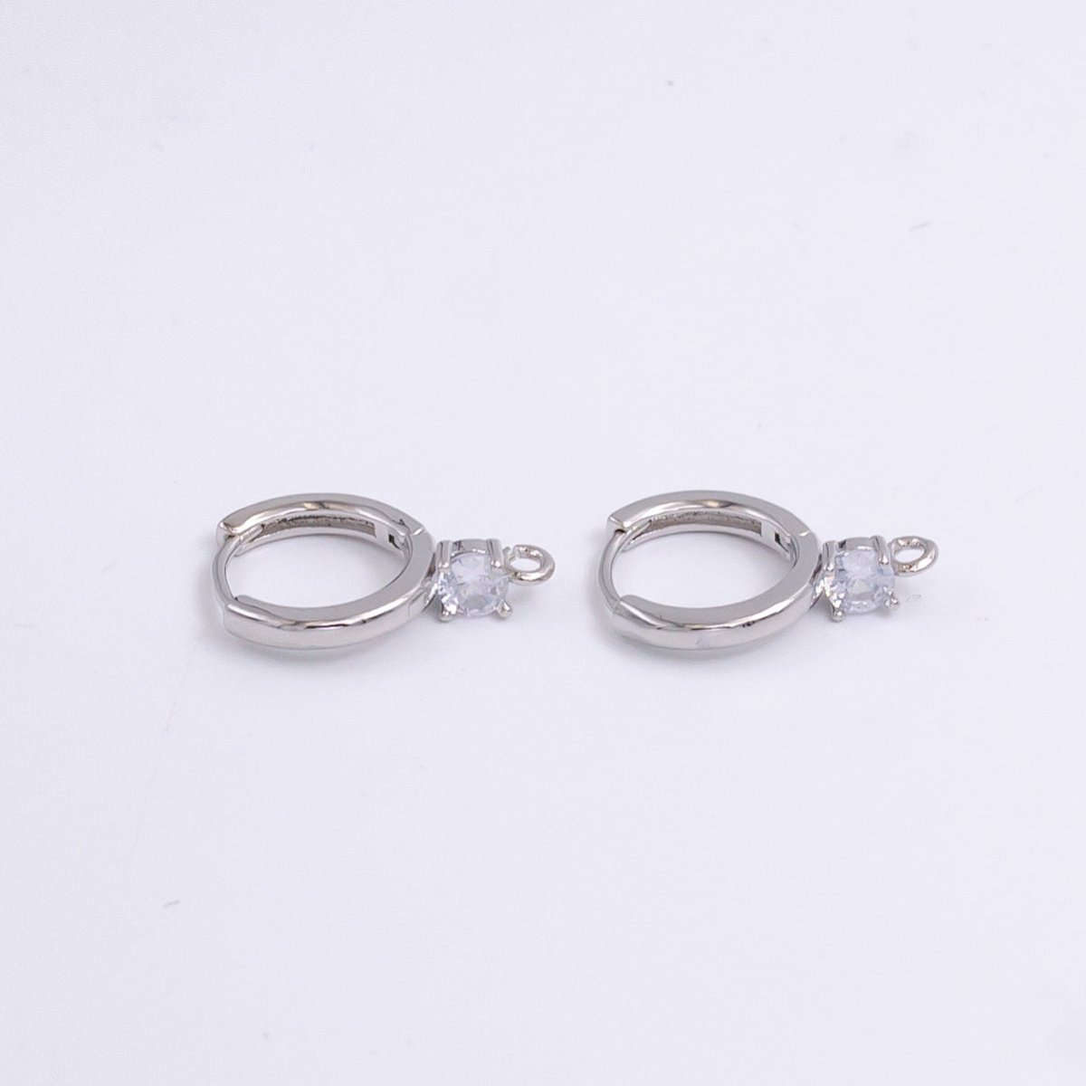 14K Gold Filled Clear CZ Open Loop 12mm Huggie Earrings in Gold & Silver | Z614 Z617