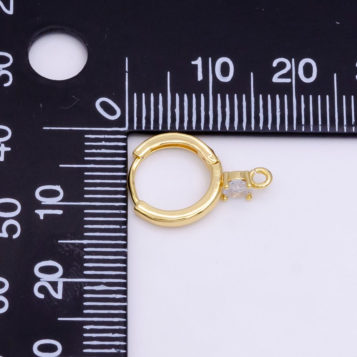 14K Gold Filled Clear CZ Open Loop 12mm Huggie Earrings in Gold & Silver | Z614 Z617