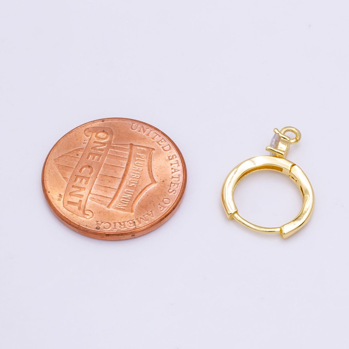 14K Gold Filled Clear CZ Open Loop 12mm Huggie Earrings in Gold & Silver | Z614 Z617