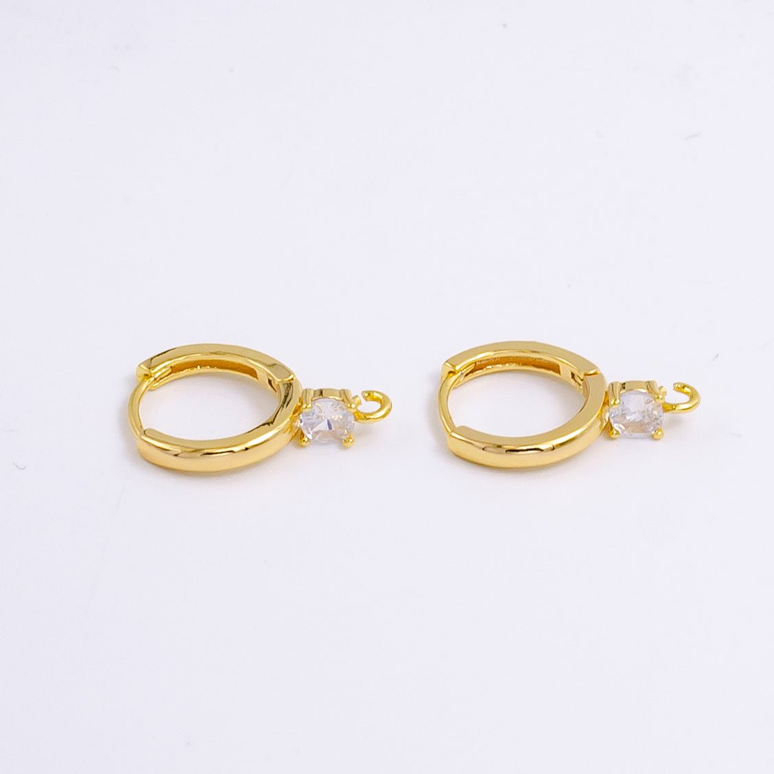 14K Gold Filled Clear CZ Open Loop 12mm Huggie Earrings in Gold & Silver | Z614 Z617