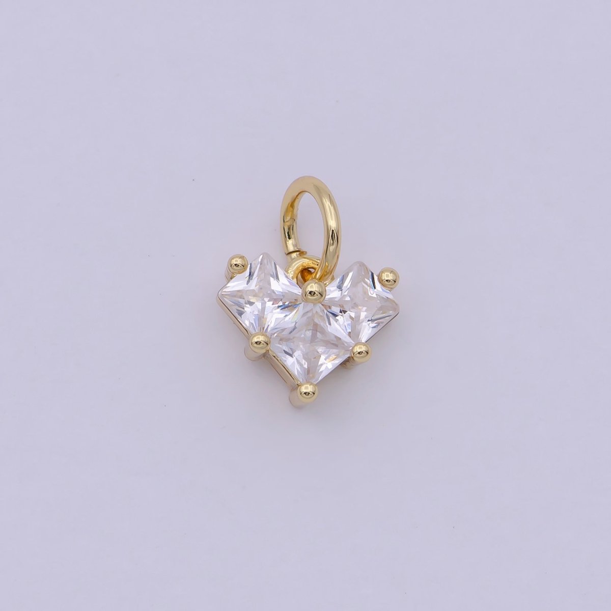 14K Gold Filled Clear CZ Pixelated Heart Mini Add-On Charm | C193