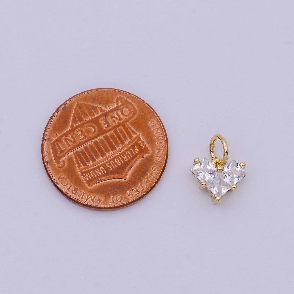 14K Gold Filled Clear CZ Pixelated Heart Mini Add-On Charm | C193