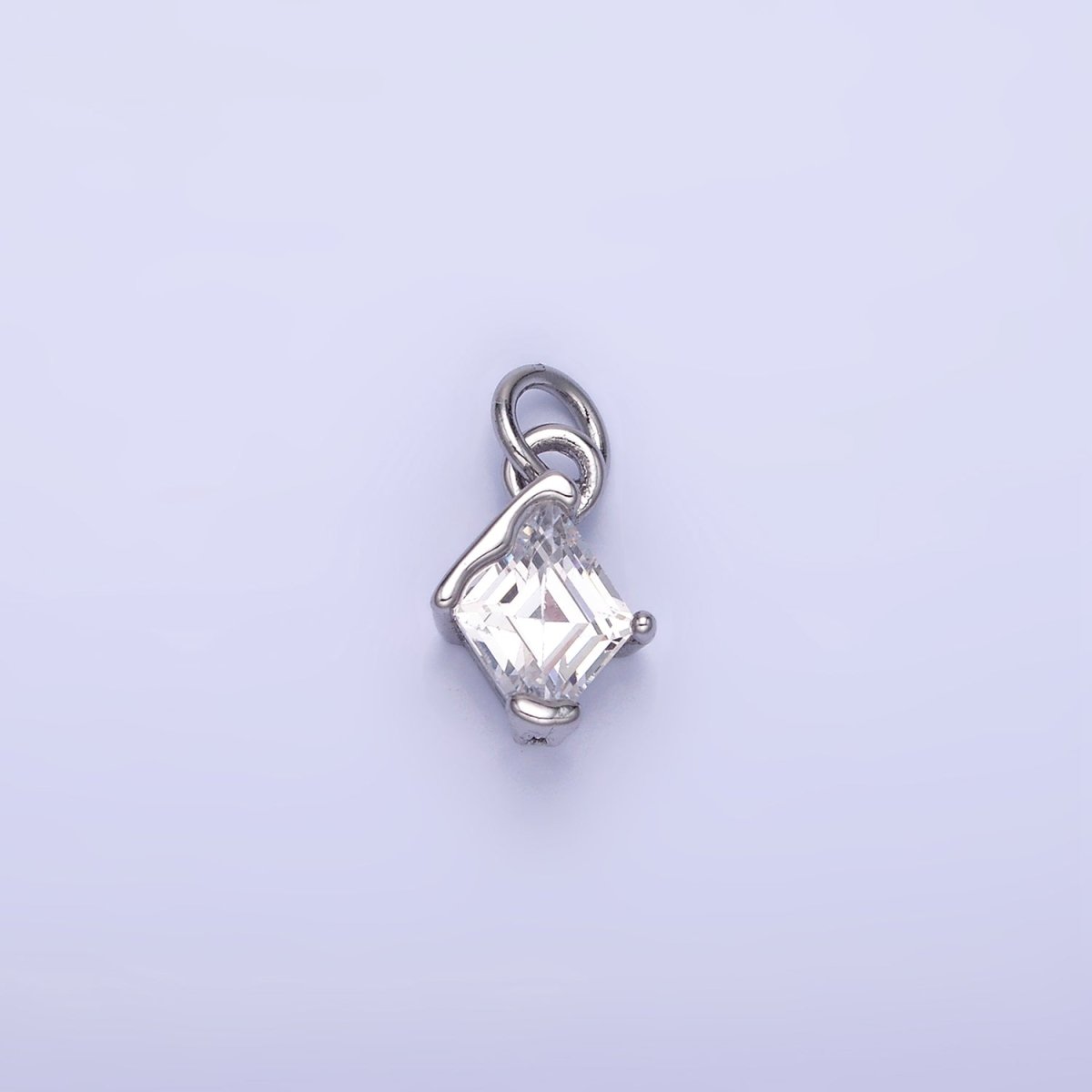 14K Gold Filled Clear CZ Rhombus Molten Mini Charm in Gold & Silver | W582