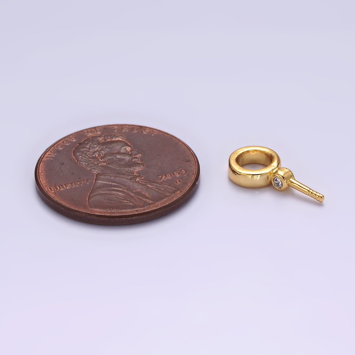 14K Gold Filled Clear CZ Round Drill Charm Holder Jewelry Findings Supply in Gold & Silver | Z-472 Z-473