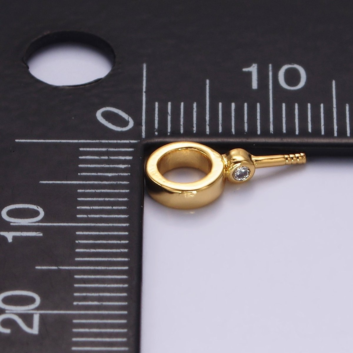 14K Gold Filled Clear CZ Round Drill Charm Holder Jewelry Findings Supply in Gold & Silver | Z-472 Z-473