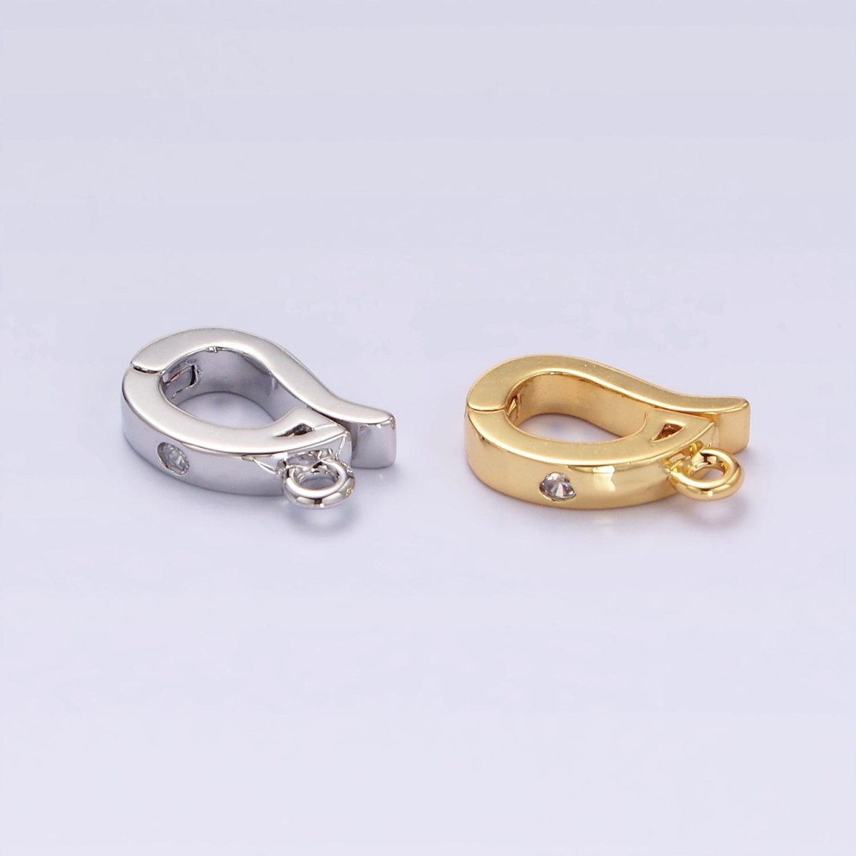 14K Gold Filled Clear CZ Snap Interchangeable Charm Holder Jewelry Supply in Gold & Silver | Z-479 Z-480