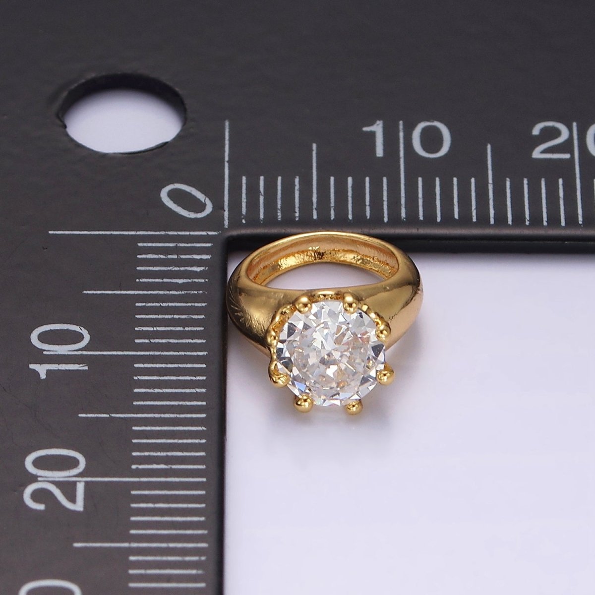 14K Gold Filled Clear, Green CZ Dotted Signet Mini Ring Charm | Z579 Z580