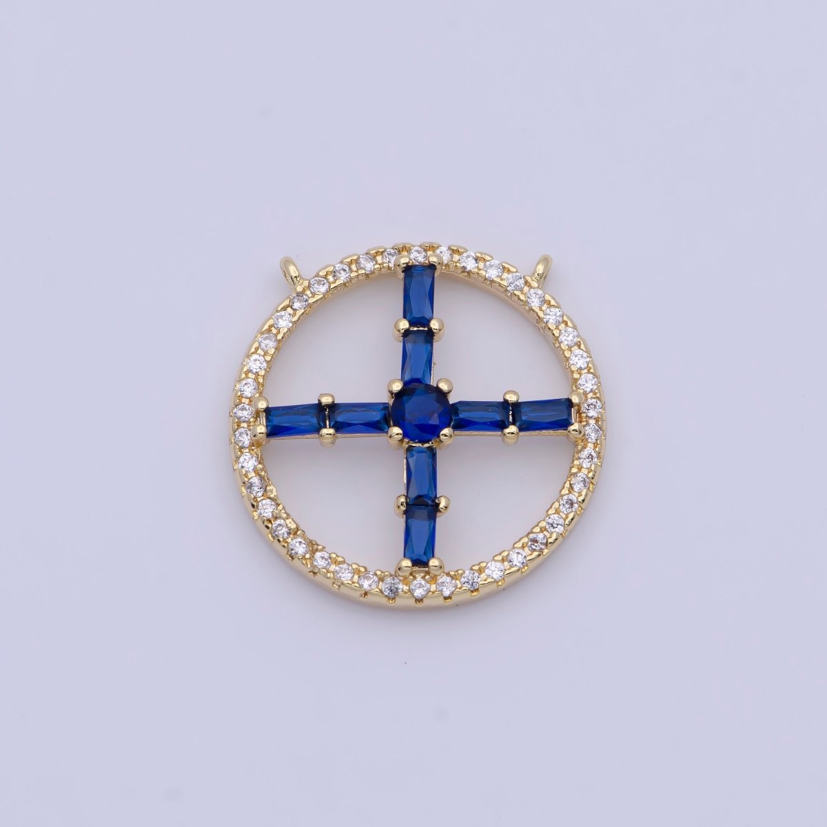 14K Gold Filled Clear, Green, Purple, Pink, Blue, Orange CZ Baguette Open Micro Paved Round Connector | G885 - G890