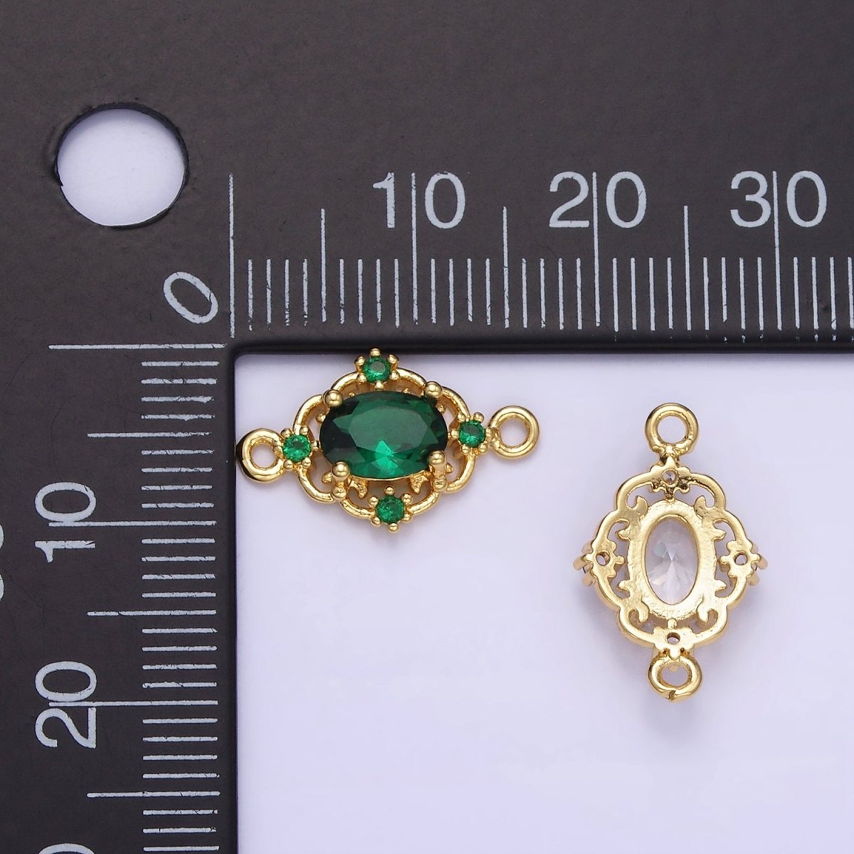14K Gold Filled Clear, Green, Red CZ Artisan Connector | G350 - G351