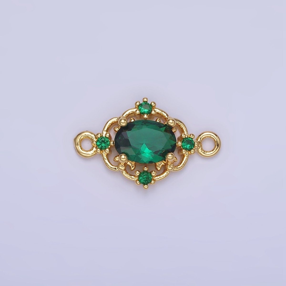14K Gold Filled Clear, Green, Red CZ Artisan Connector | G350 - G351