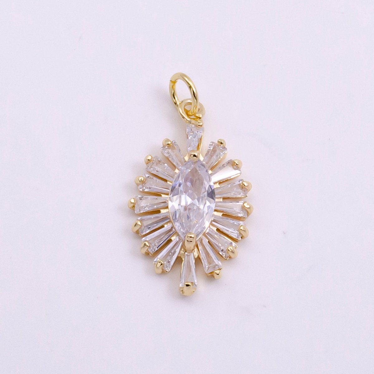 OS 14K Gold Filled Clear Marquise Baguette Ray Charm in Gold & Silver | W479 W480