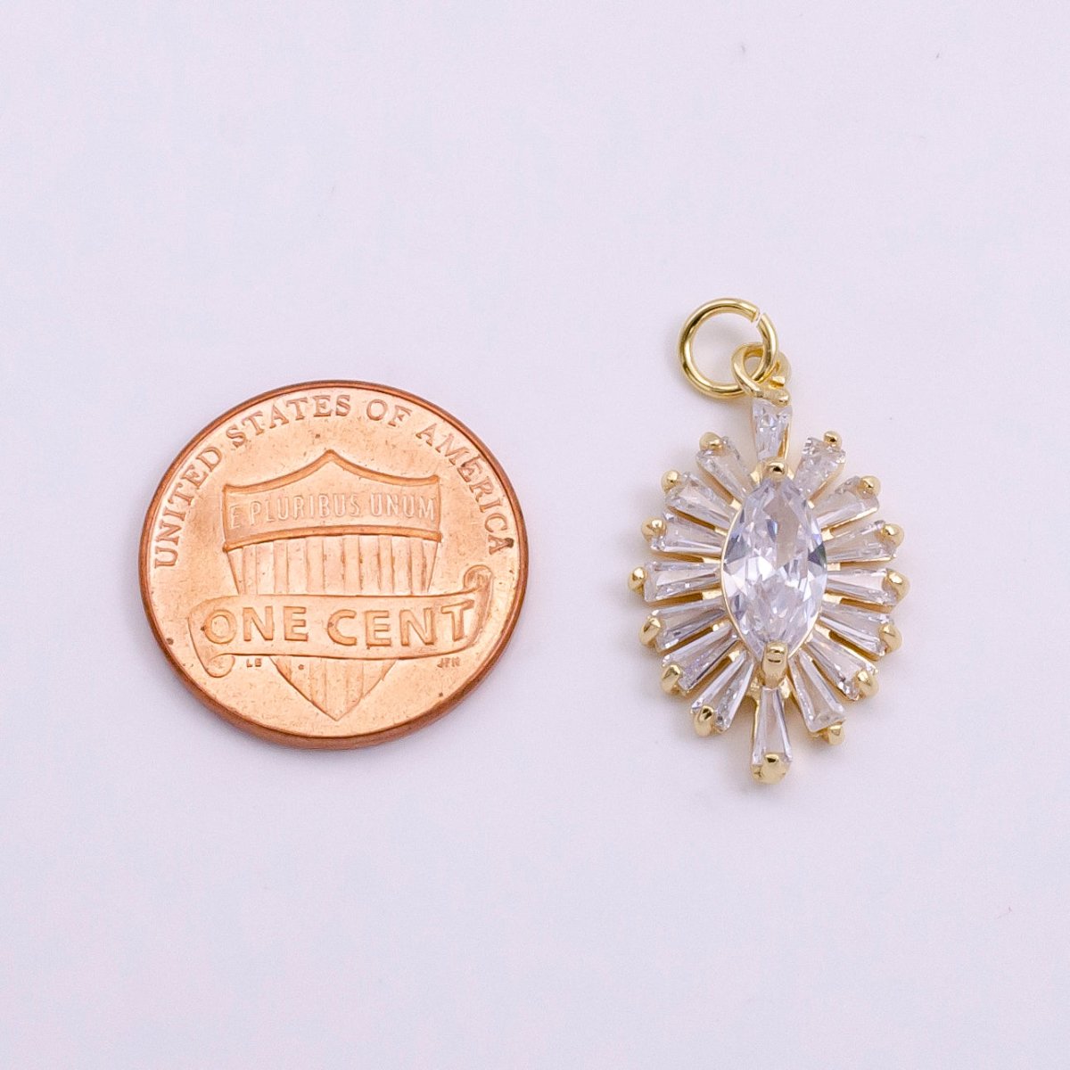 OS 14K Gold Filled Clear Marquise Baguette Ray Charm in Gold & Silver | W479 W480