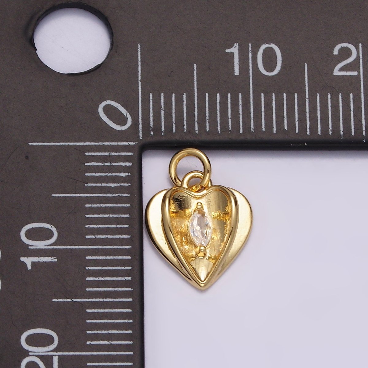 14K Gold Filled Clear Marquise CZ Open Double Heart Charm | N1491 - DLUXCA