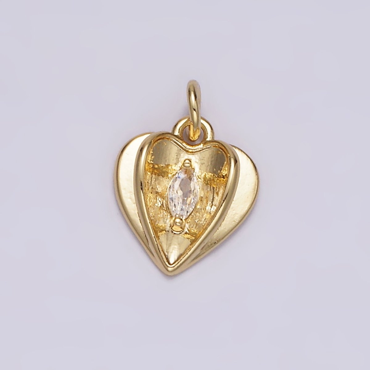 14K Gold Filled Clear Marquise CZ Open Double Heart Charm | N1491 - DLUXCA