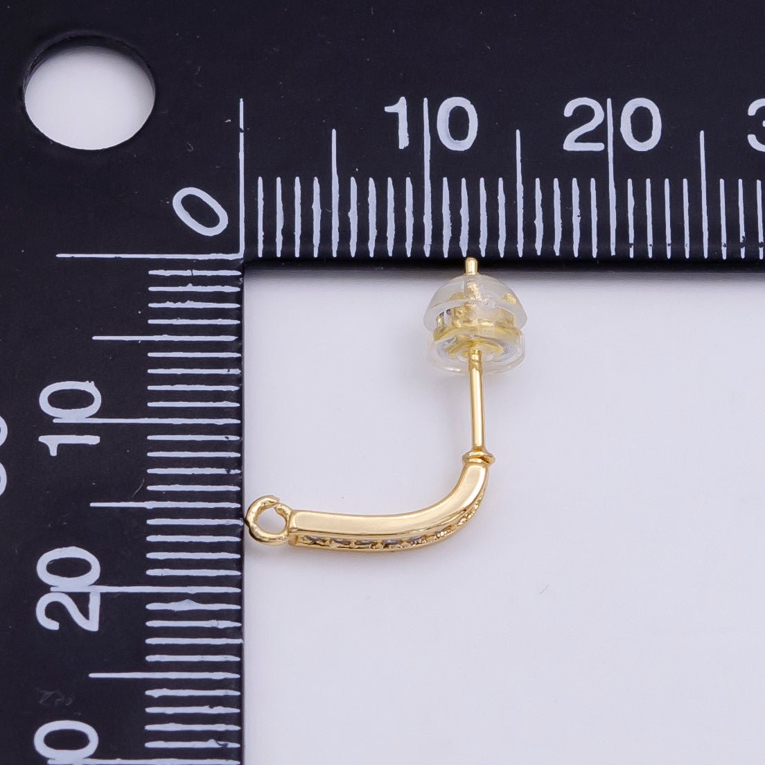 14K Gold Filled Clear Micro Paved CZ Bar Stud Earrings in Gold & Silver | Z612 Z613