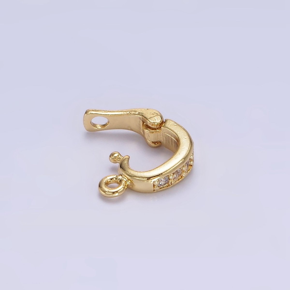 14K Gold Filled Clear Micro Paved CZ Snap Interchangeable Charm Holder Jewelry Supply in Gold & Silver | Z-461 Z-462