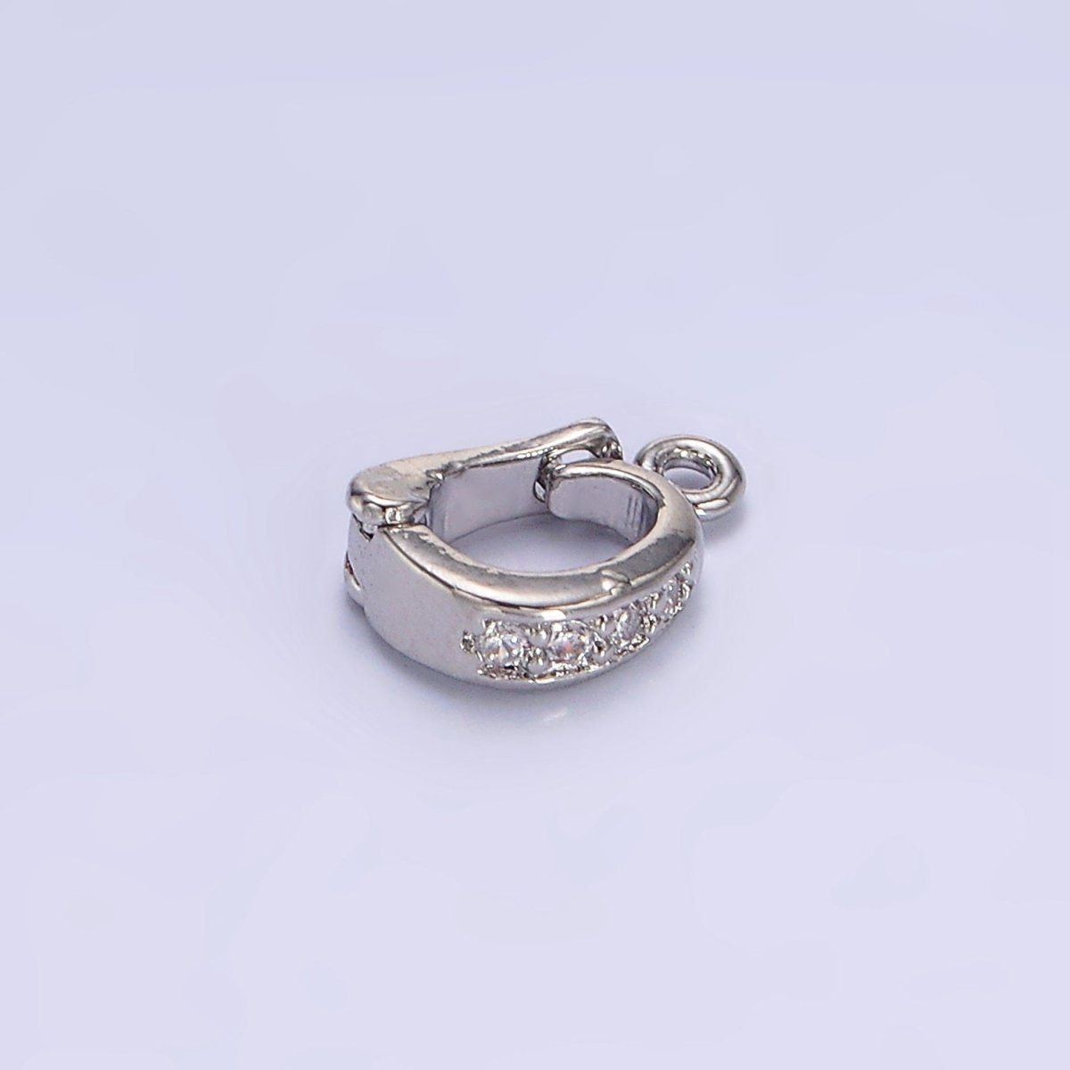 14K Gold Filled Clear Micro Paved CZ Snap Interchangeable Charm Holder Jewelry Supply in Gold & Silver | Z-461 Z-462