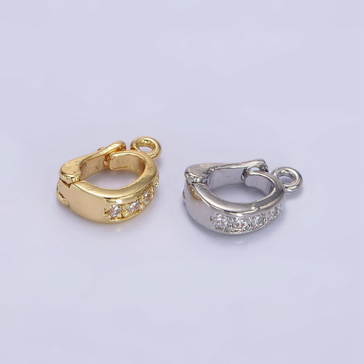 14K Gold Filled Clear Micro Paved CZ Snap Interchangeable Charm Holder Jewelry Supply in Gold & Silver | Z-461 Z-462